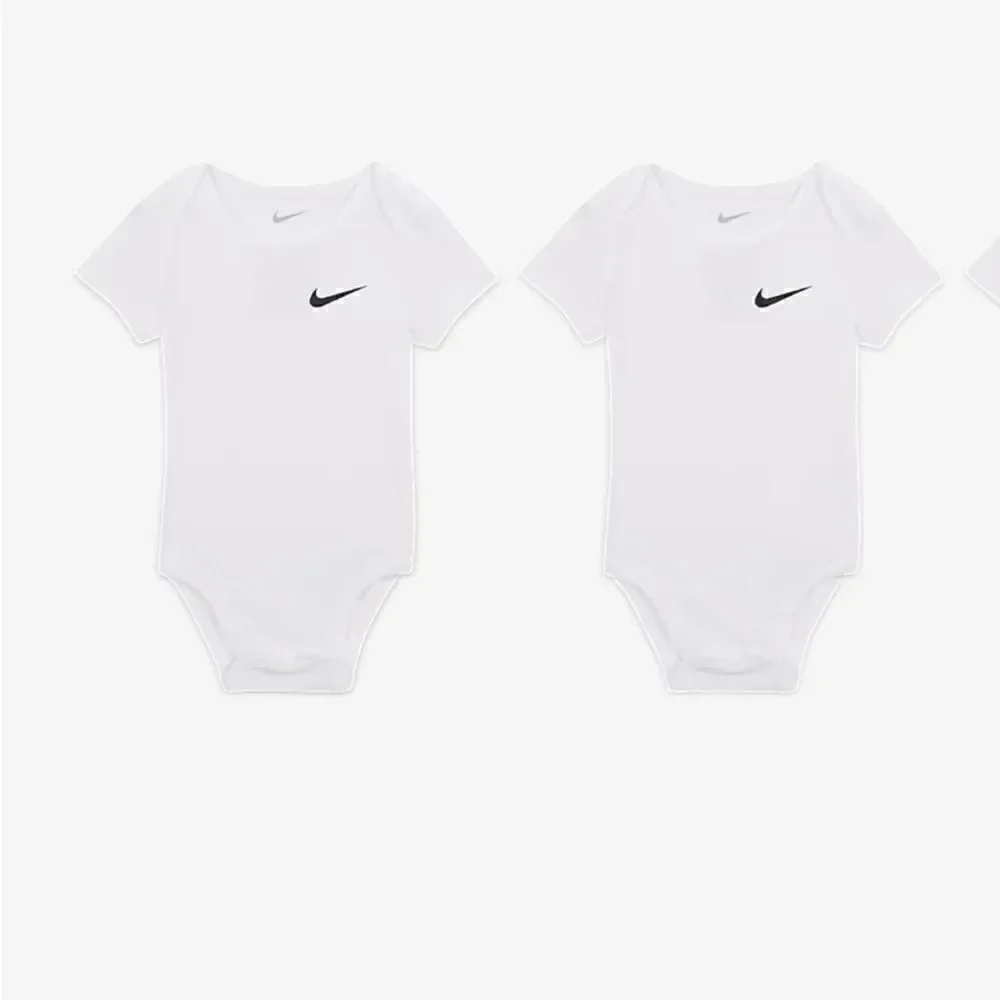 Nike Mini Me Bodysuit Set, White Onesie Black Swoosh Short Sleeve Size Newborn